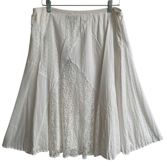 Style & Co. Dresses & Skirts - Style & Co Petite Maui bright white BoHo lace eyelet skirt womens PL A-line READ